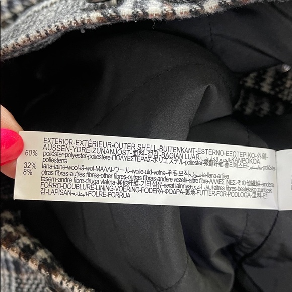 Zara Women’s Plaid Wool-Blend Button Up Jacket Black Gray Check Size Small - Picture 8 of 8